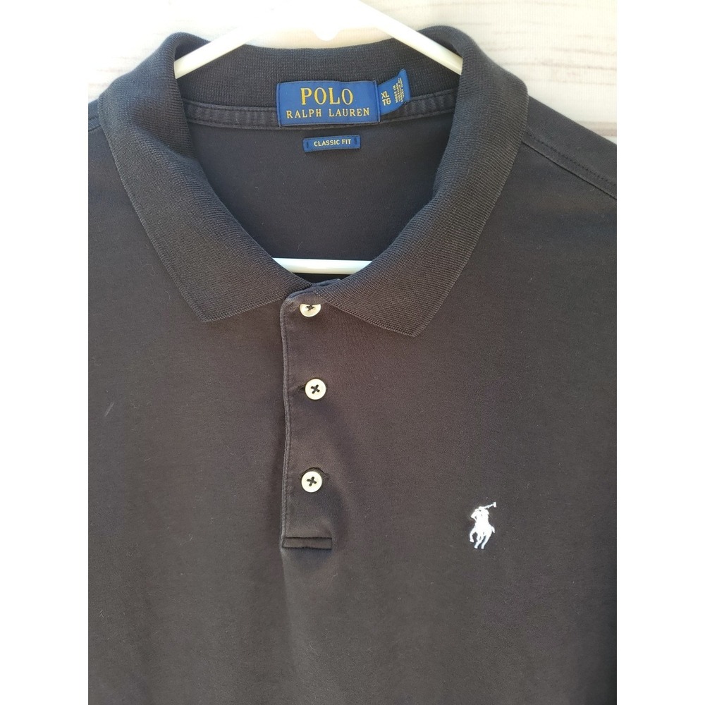 Polo Ralph Lauren Black Polo White Pony Logo Classic Fit Size Large